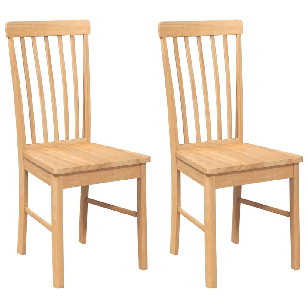 Chaises à manger 2 pcs bois massif caoutchouc