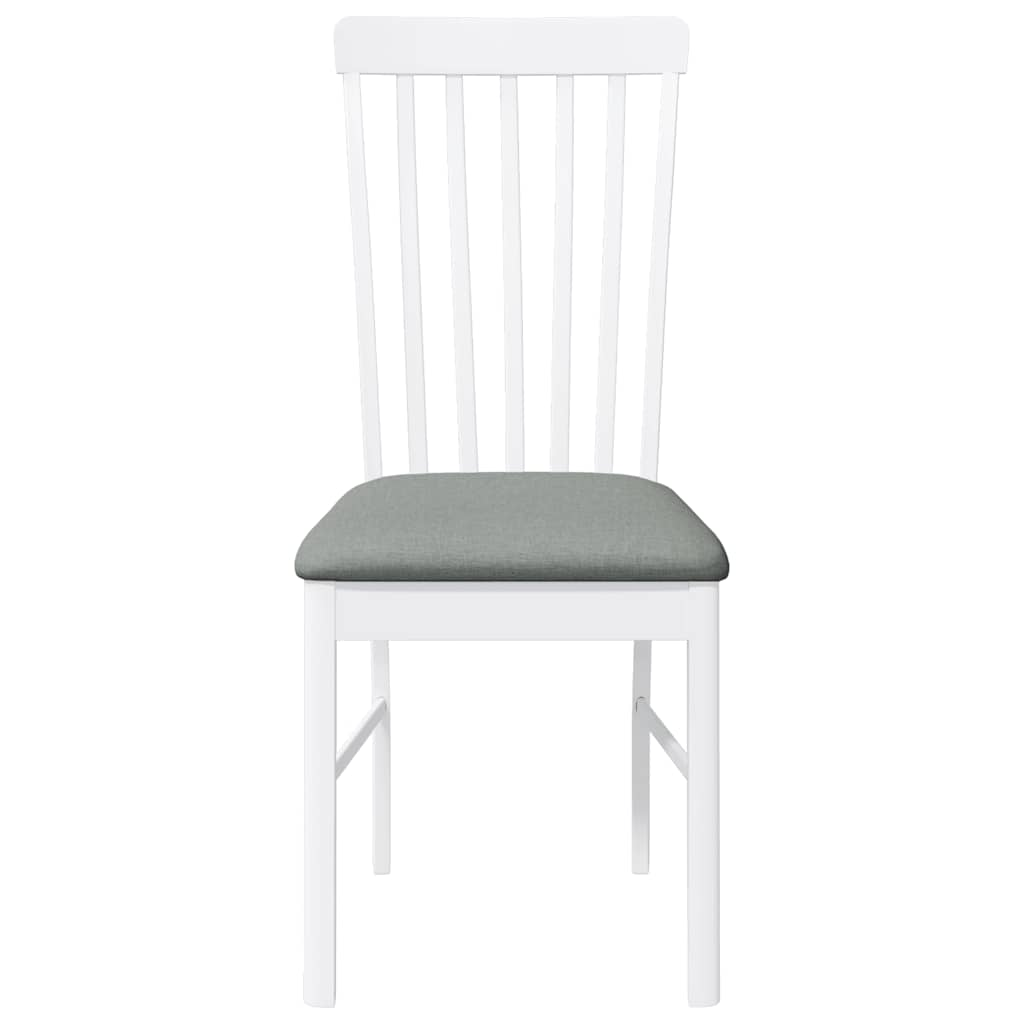 Chaises à manger coussins 2 pcs blanc bois massif caoutchouc