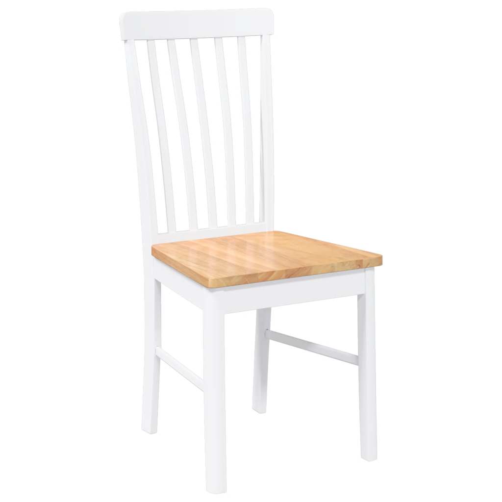 Chaises à manger 2 pcs blanc bois massif caoutchouc