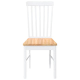 Chaises à manger 2 pcs blanc bois massif caoutchouc