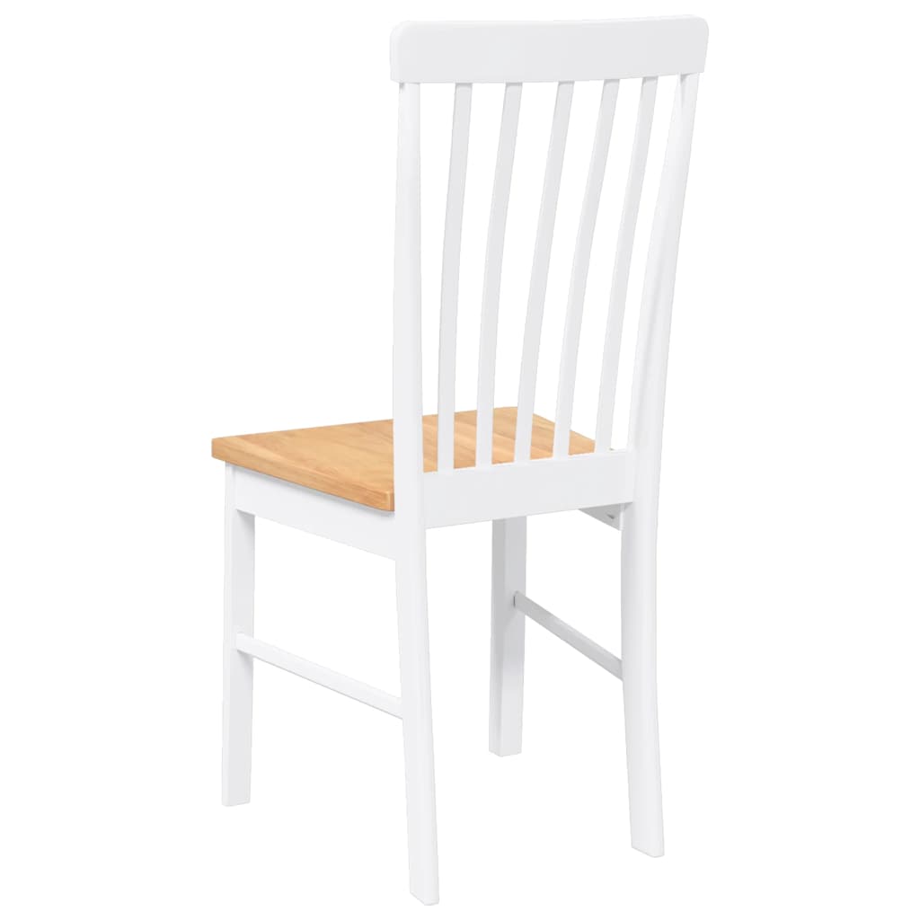 Chaises à manger 2 pcs blanc bois massif caoutchouc