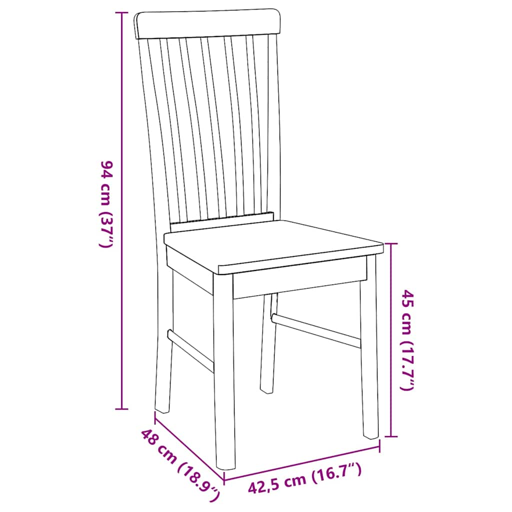 Chaises à manger 2 pcs blanc bois massif caoutchouc