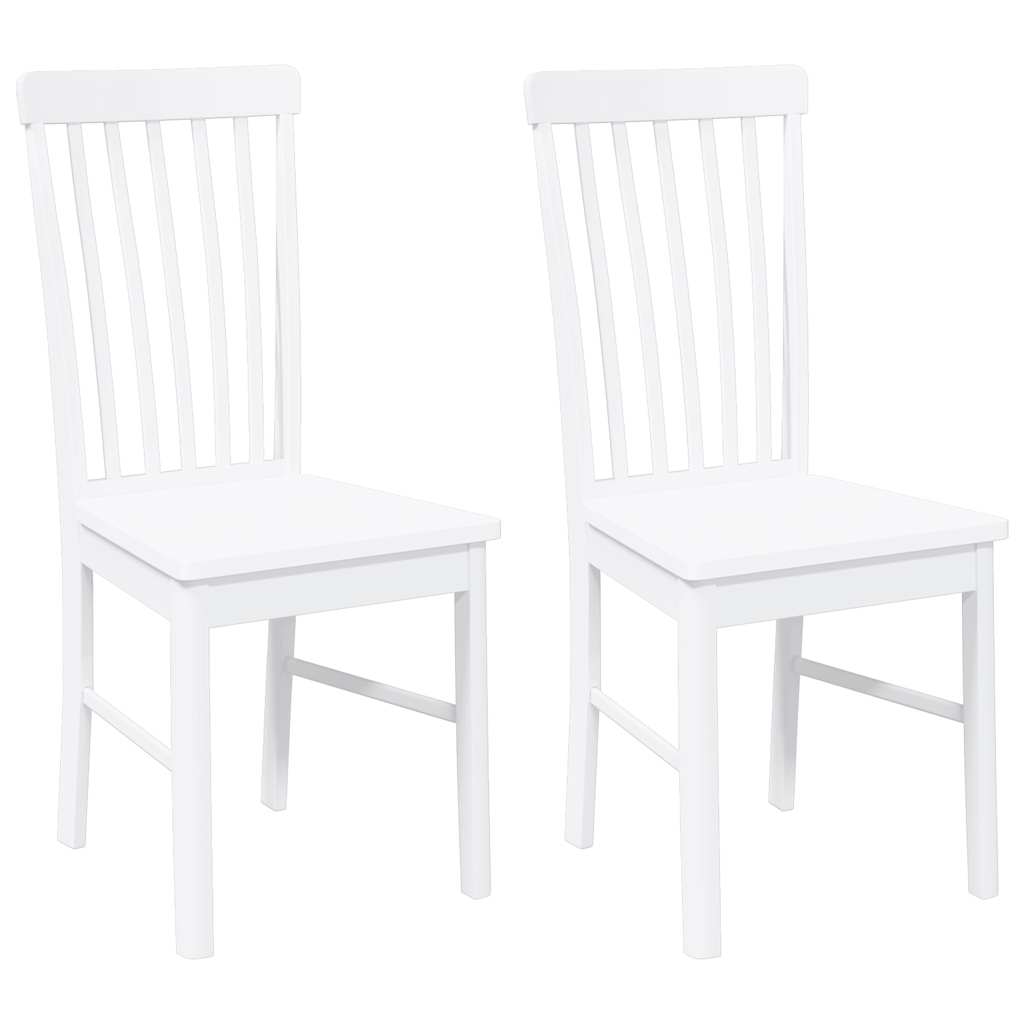 Chaises à manger 2 pcs blanc bois massif caoutchouc