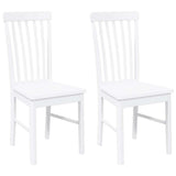 Chaises à manger 2 pcs blanc bois massif caoutchouc