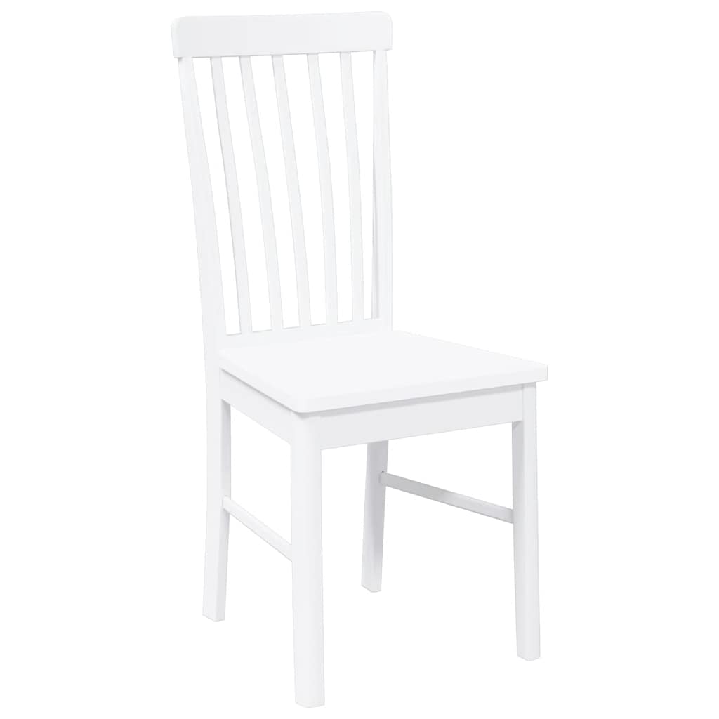 Chaises à manger 2 pcs blanc bois massif caoutchouc