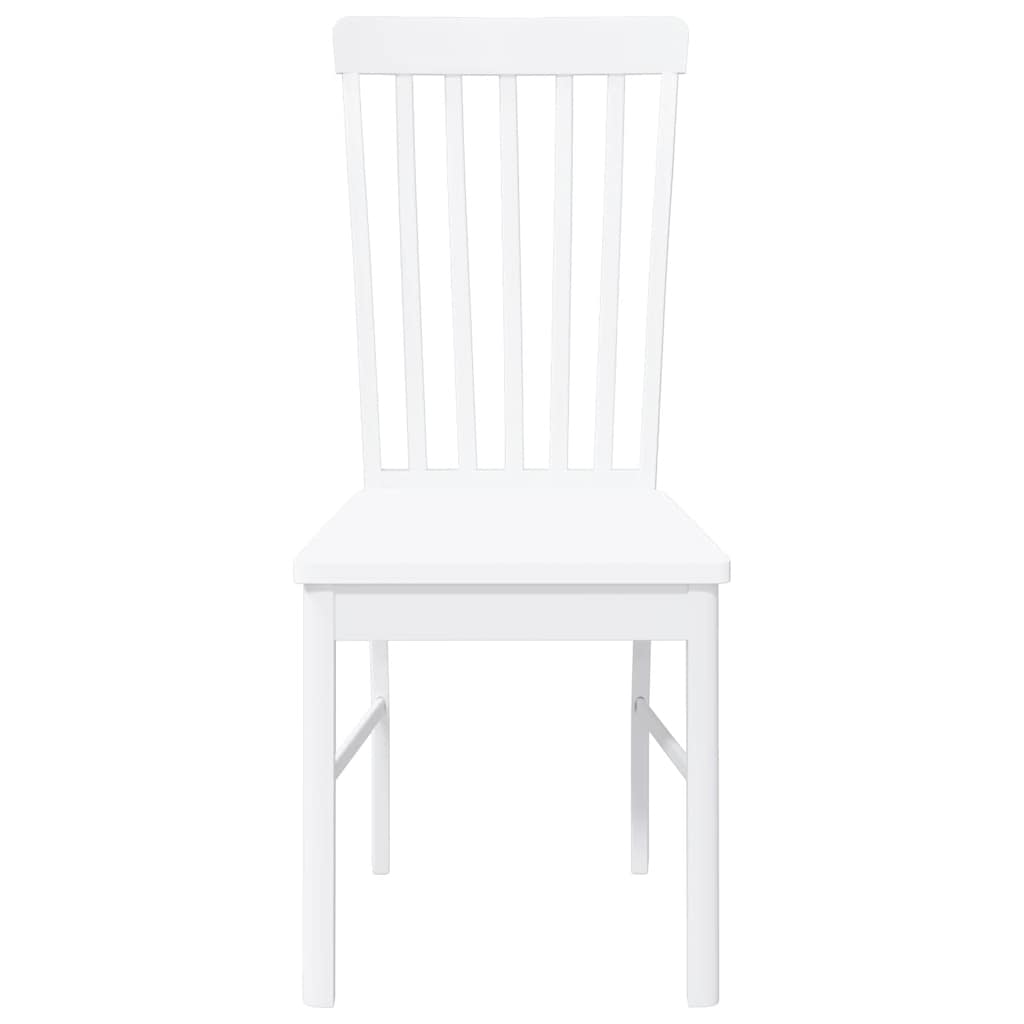 Chaises à manger 2 pcs blanc bois massif caoutchouc