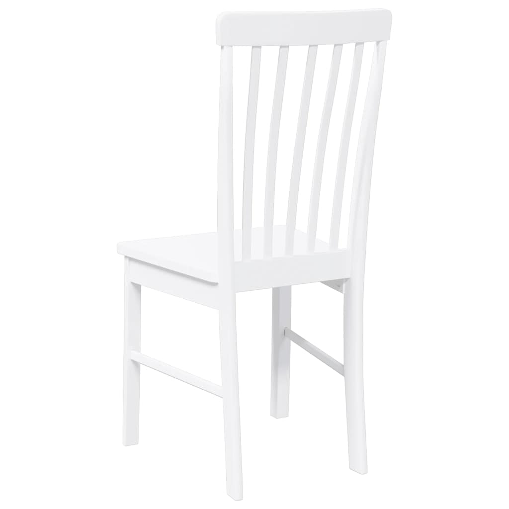 Chaises à manger 2 pcs blanc bois massif caoutchouc