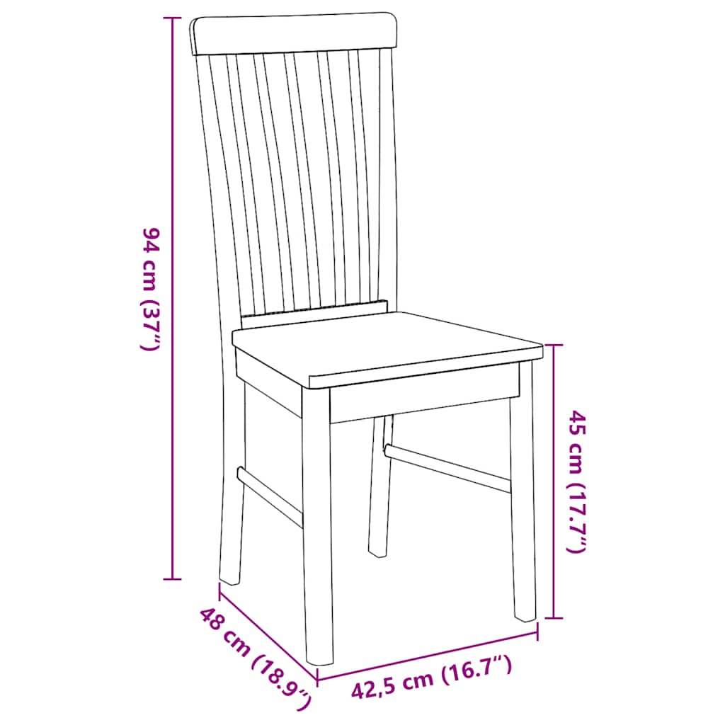 Chaises à manger 2 pcs blanc bois massif caoutchouc