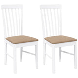 Chaises à manger coussins 2 pcs blanc bois massif caoutchouc