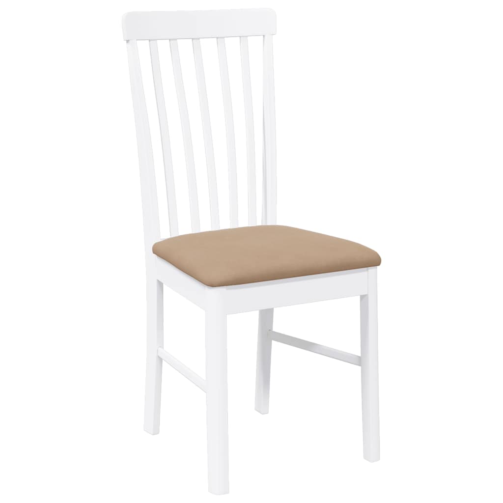 Chaises à manger coussins 2 pcs blanc bois massif caoutchouc