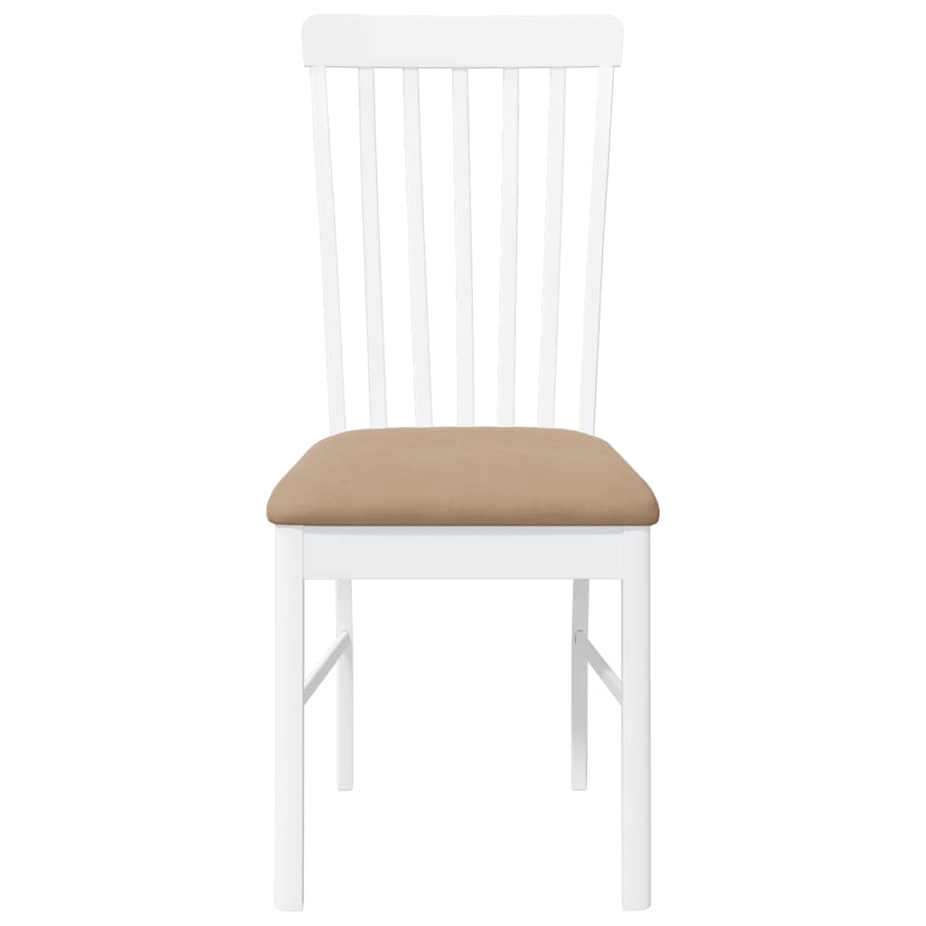 Chaises à manger coussins 2 pcs blanc bois massif caoutchouc