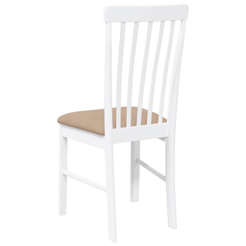 Chaises à manger coussins 2 pcs blanc bois massif caoutchouc