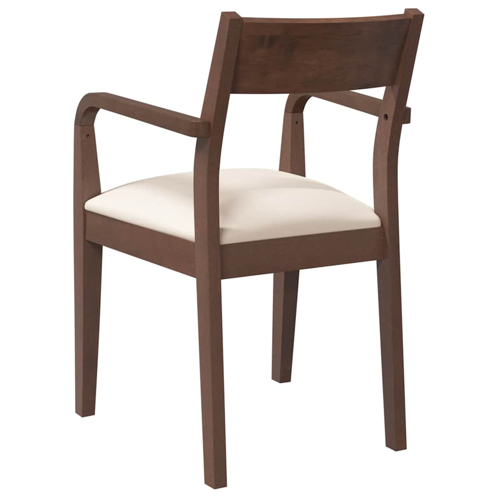 Chaises à manger coussins 2 pcs marron bois massif caoutchouc