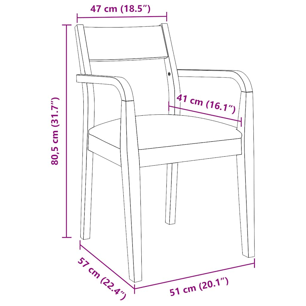 Chaises à manger coussins 2 pcs marron bois massif caoutchouc