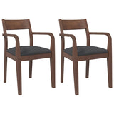 Chaises à manger coussins 2 pcs marron bois massif caoutchouc