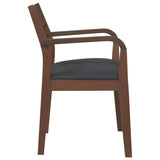 Chaises à manger coussins 2 pcs marron bois massif caoutchouc