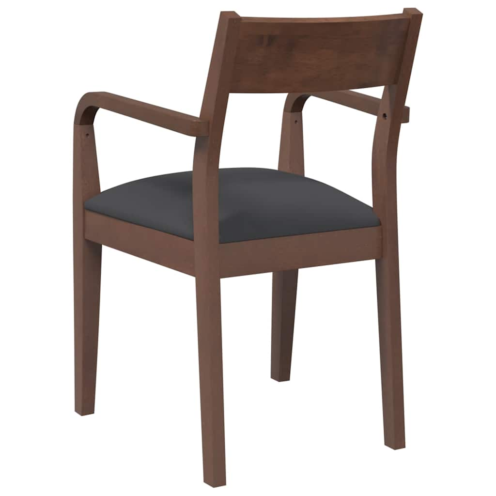 Chaises à manger coussins 2 pcs marron bois massif caoutchouc