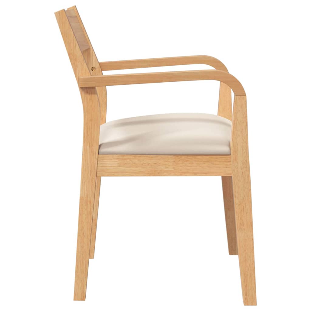 Chaises à manger coussins 2 pcs naturel bois massif caoutchouc