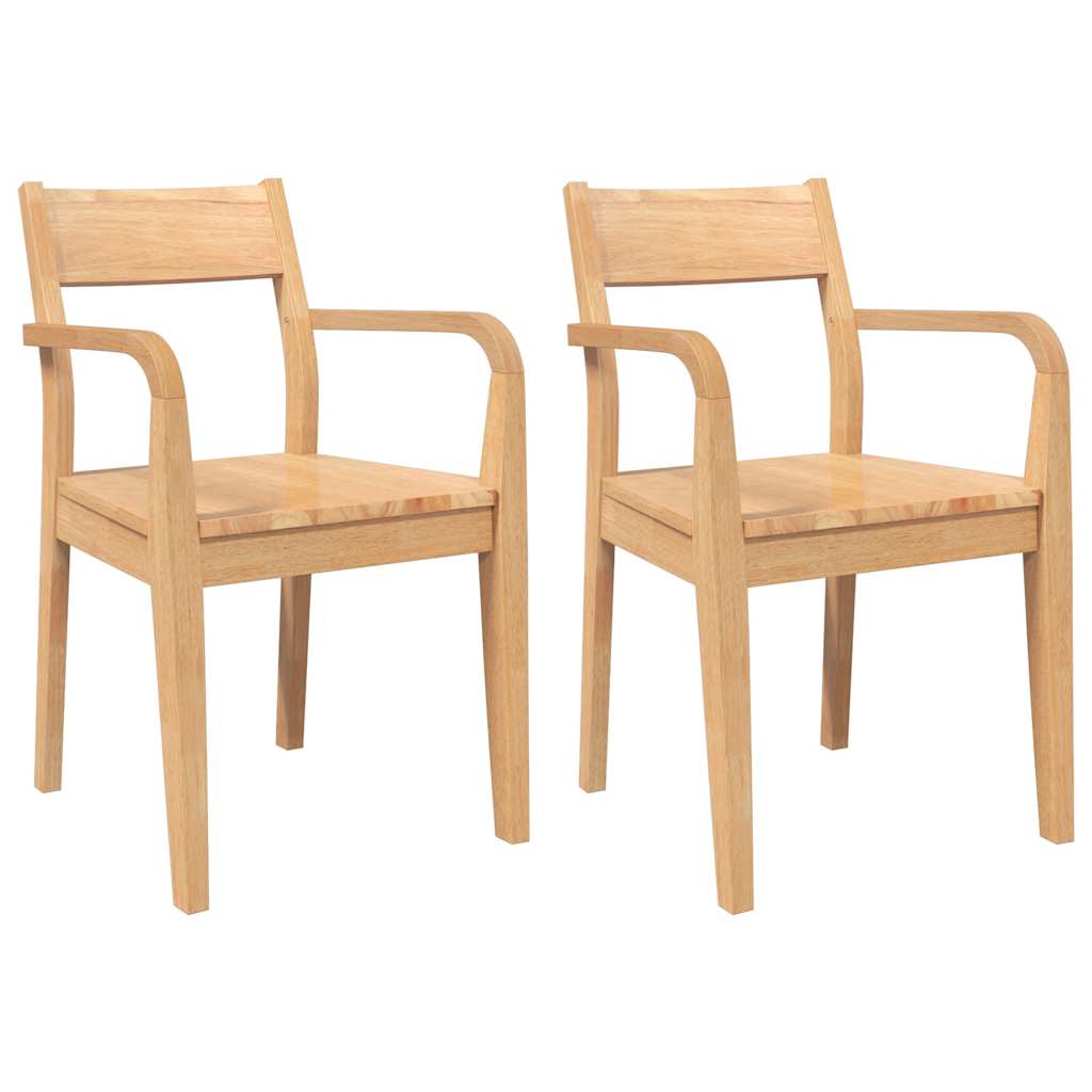 Chaises à manger 2 pcs bois massif naturel caoutchouc