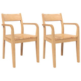 Chaises à manger 2 pcs bois massif naturel caoutchouc