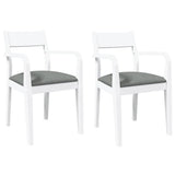 Chaises à manger coussins 2 pcs blanc bois massif caoutchouc