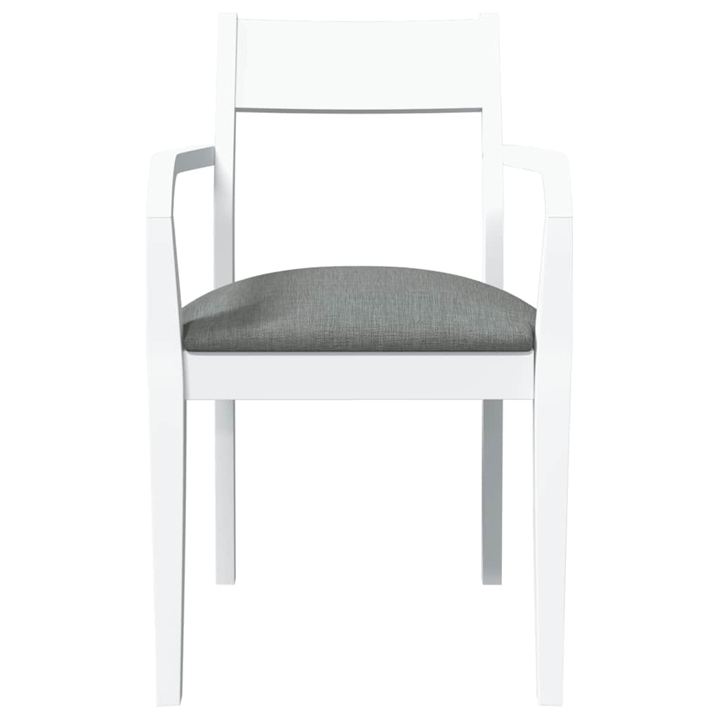 Chaises à manger coussins 2 pcs blanc bois massif caoutchouc