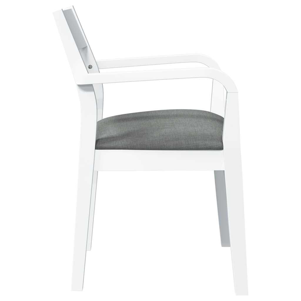 Chaises à manger coussins 2 pcs blanc bois massif caoutchouc