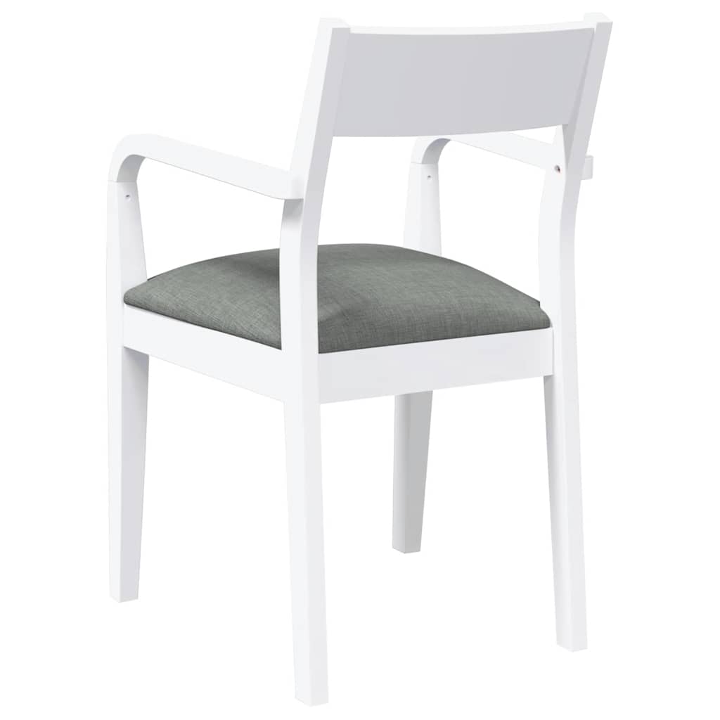 Chaises à manger coussins 2 pcs blanc bois massif caoutchouc