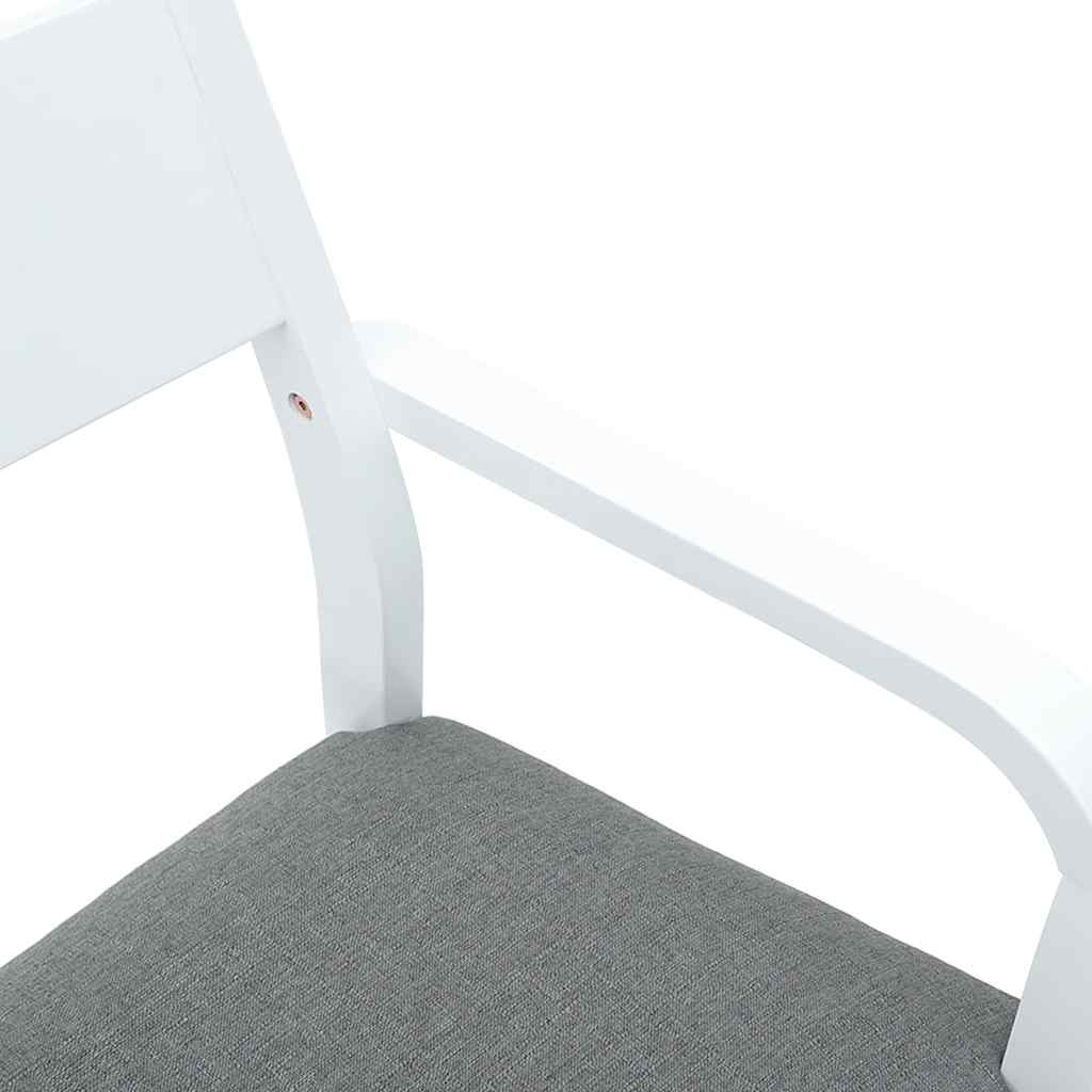 Chaises à manger coussins 2 pcs blanc bois massif caoutchouc