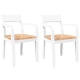 Chaises à manger 2 pcs blanc bois massif caoutchouc