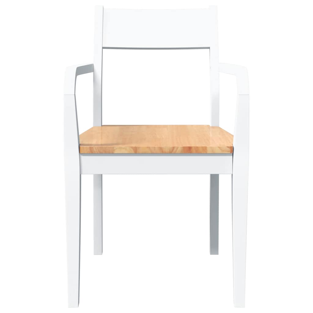 Chaises à manger 2 pcs blanc bois massif caoutchouc