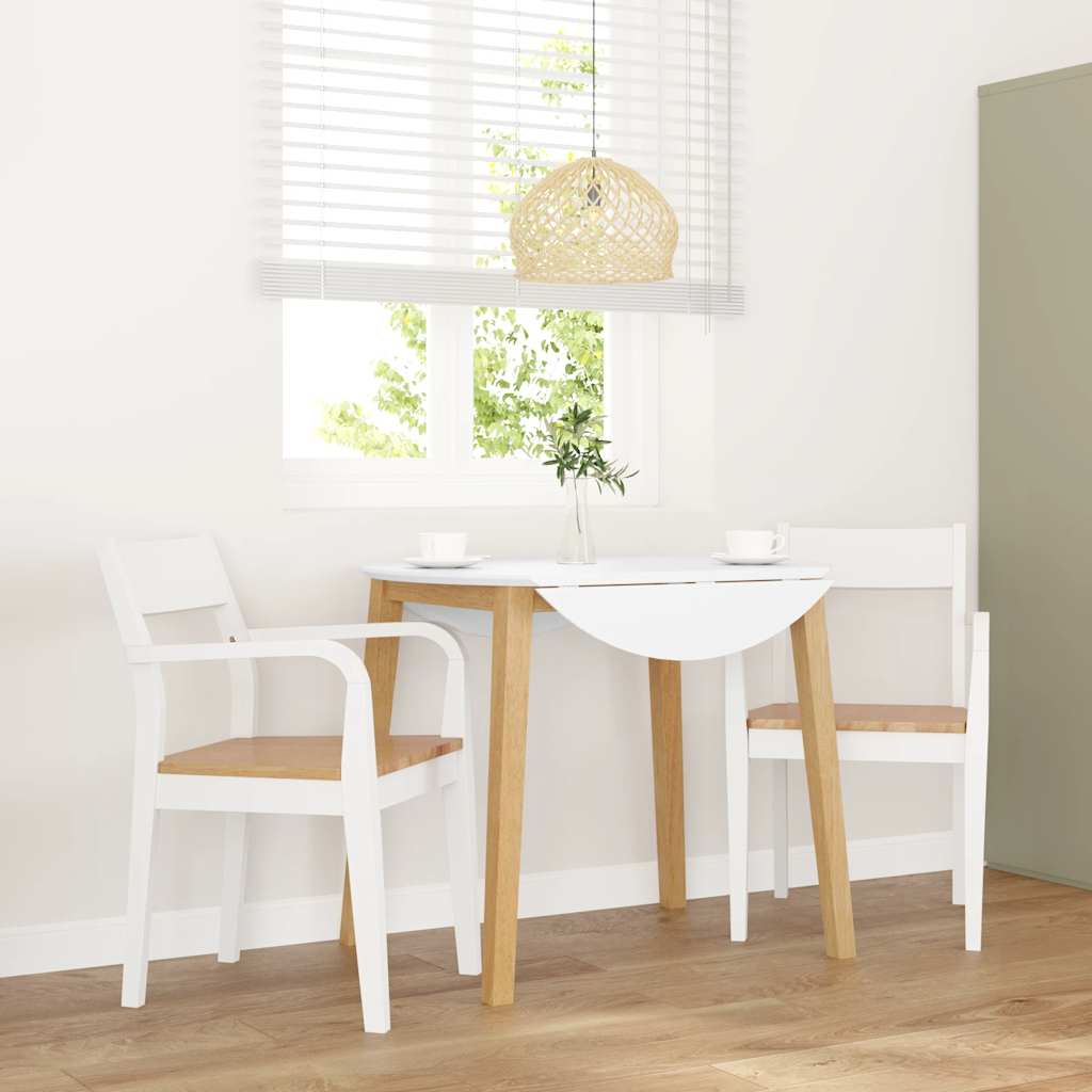 Chaises à manger 2 pcs blanc bois massif caoutchouc