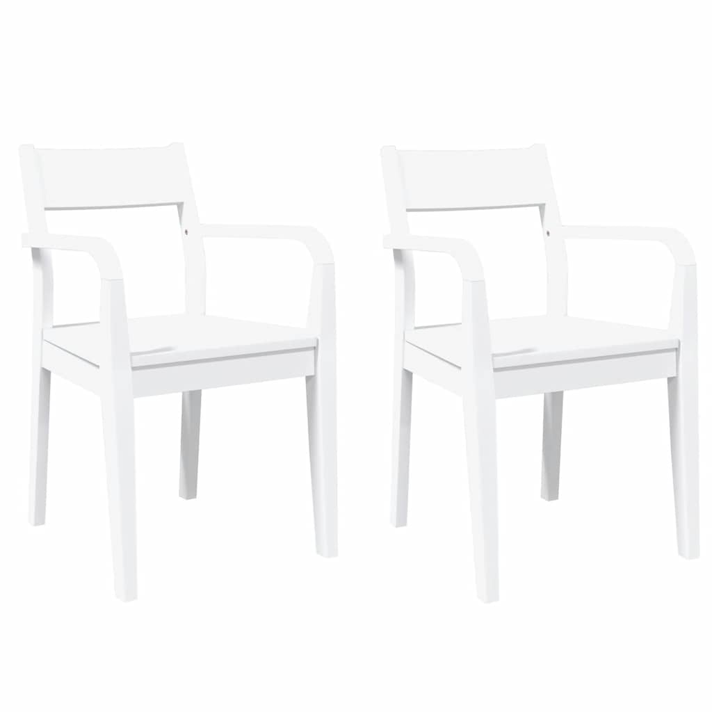 Chaises à manger 2 pcs blanc bois massif caoutchouc