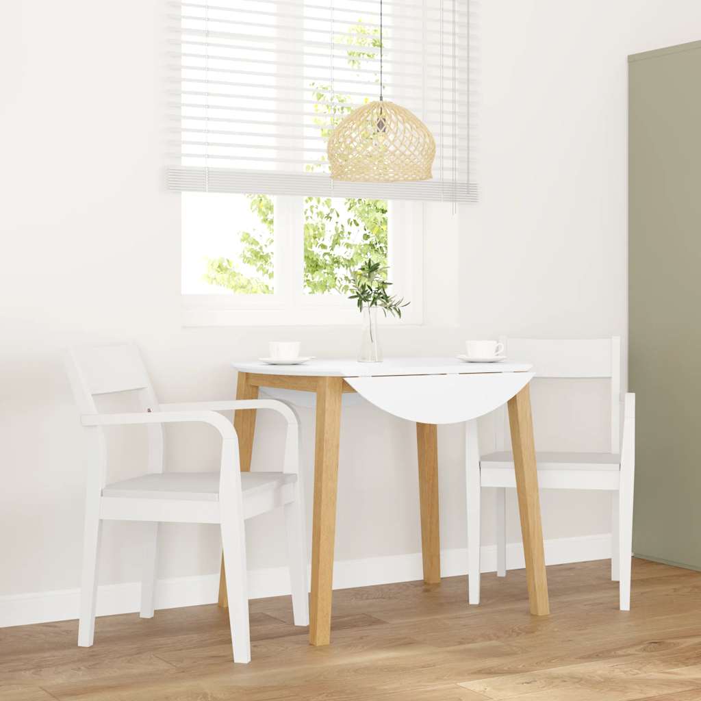 Chaises à manger 2 pcs blanc bois massif caoutchouc