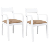 Chaises à manger coussins 2 pcs blanc bois massif caoutchouc