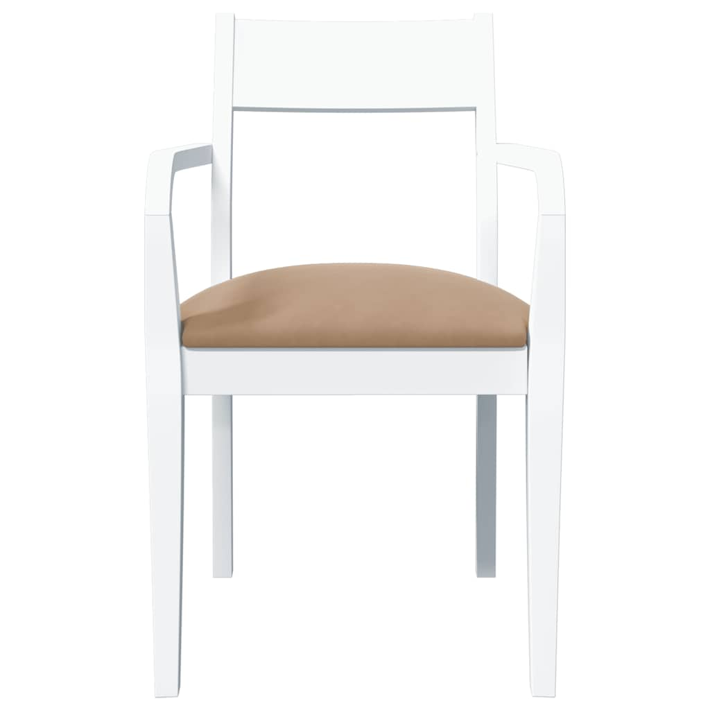 Chaises à manger coussins 2 pcs blanc bois massif caoutchouc