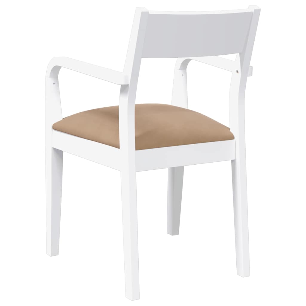 Chaises à manger coussins 2 pcs blanc bois massif caoutchouc