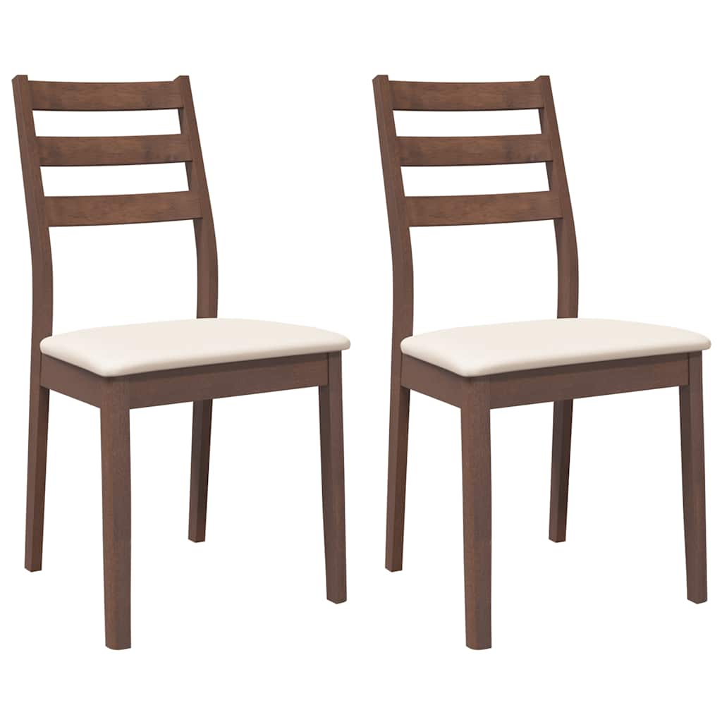 Chaises à manger coussins 2 pcs marron bois massif caoutchouc