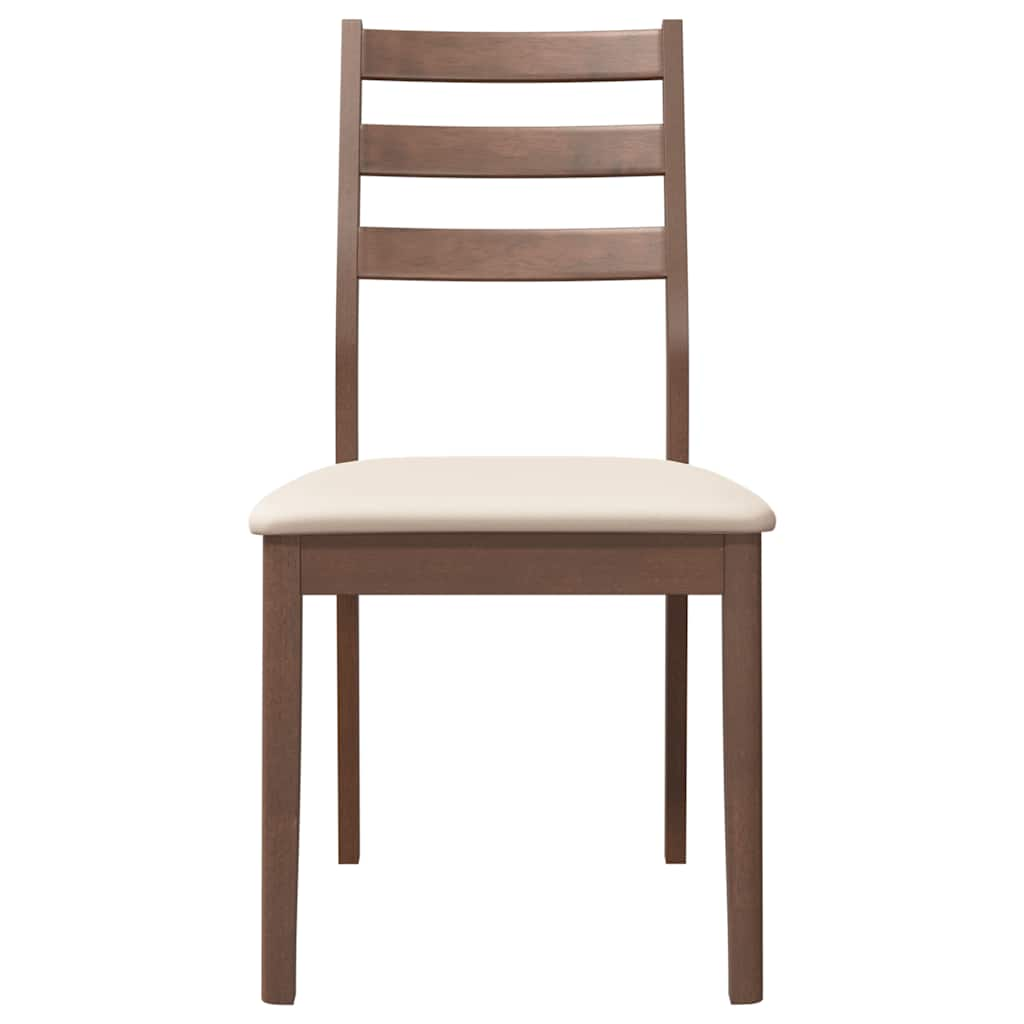 Chaises à manger coussins 2 pcs marron bois massif caoutchouc