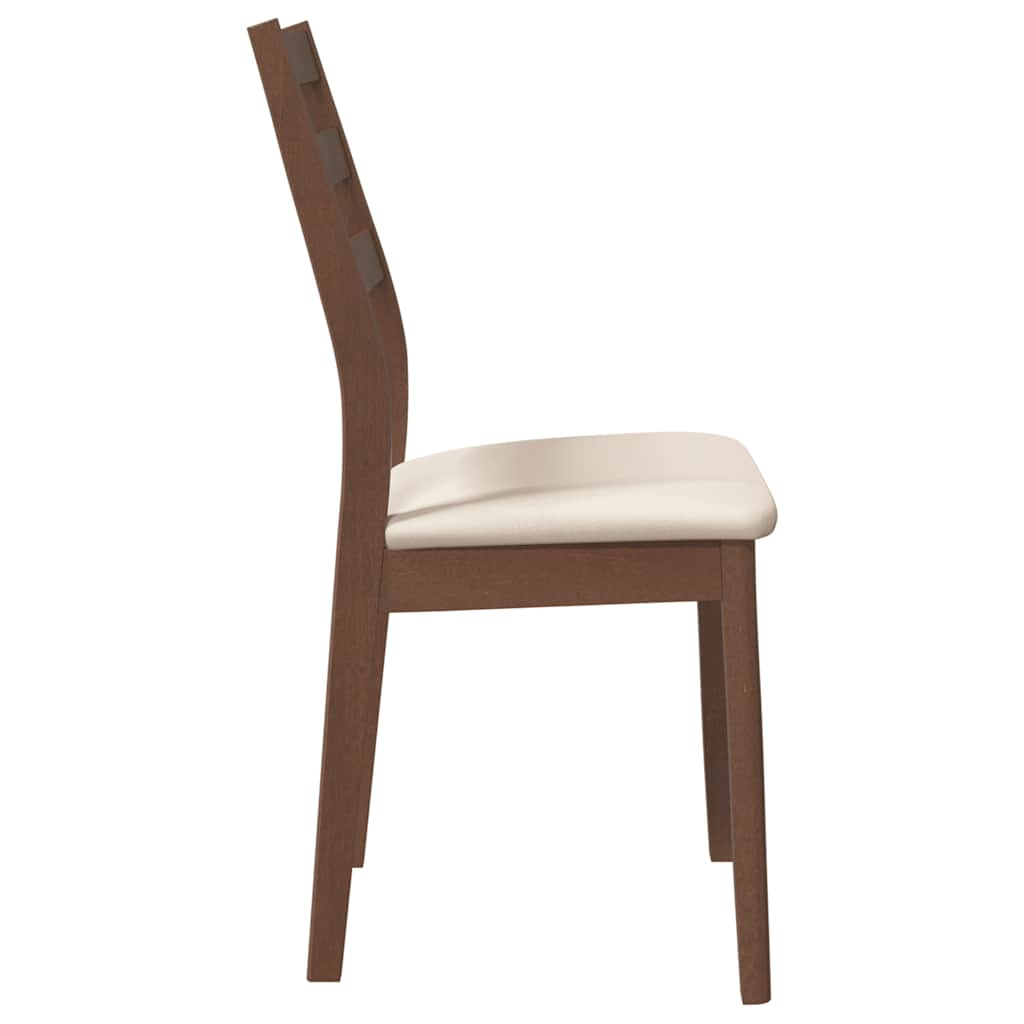 Chaises à manger coussins 2 pcs marron bois massif caoutchouc