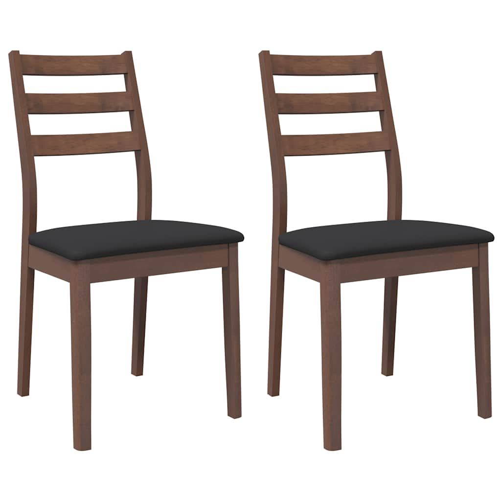 Chaises à manger coussins 2 pcs marron bois massif caoutchouc