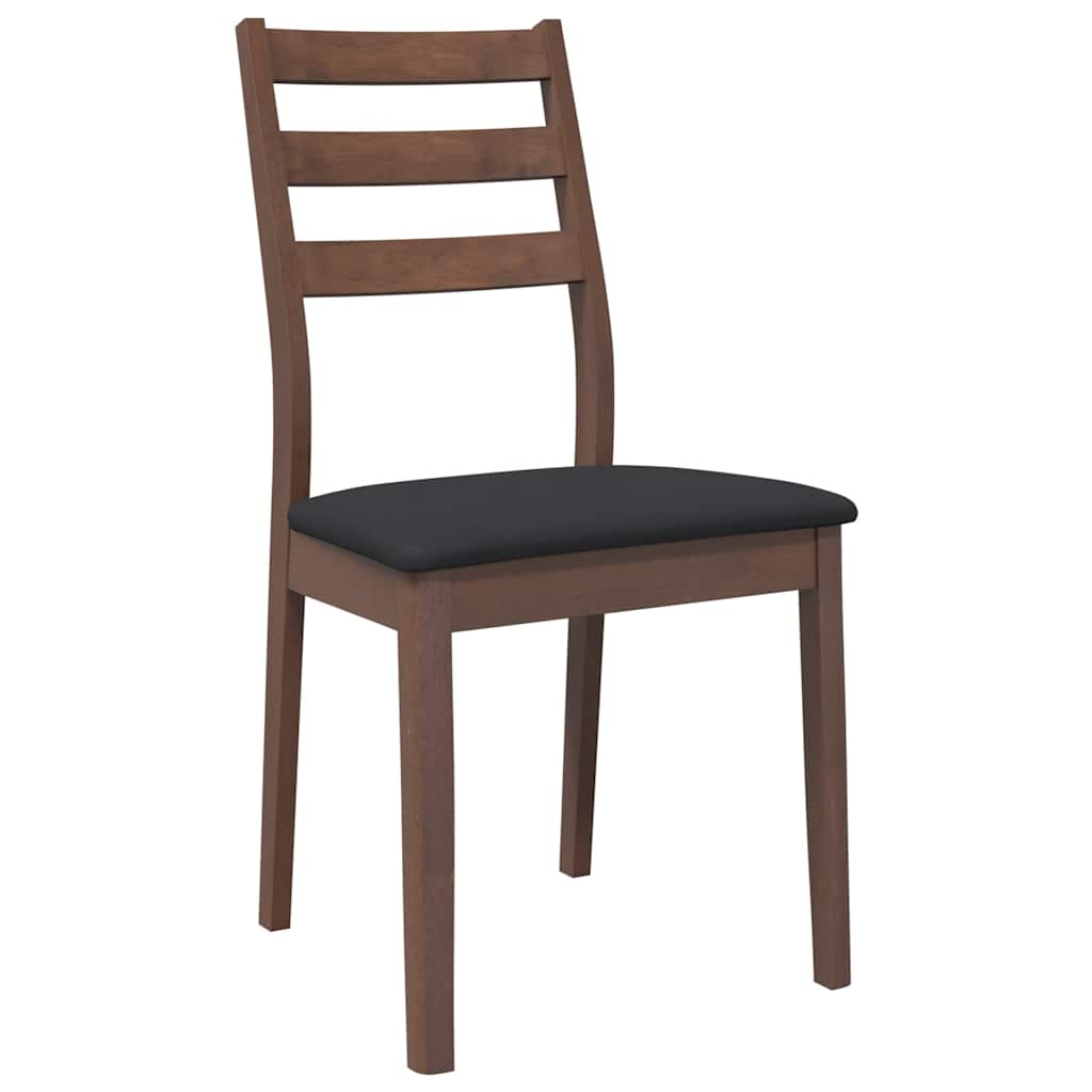 Chaises à manger coussins 2 pcs marron bois massif caoutchouc