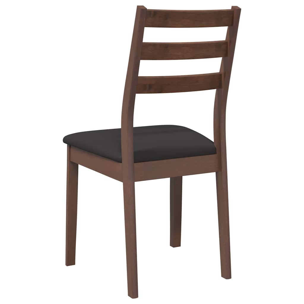 Chaises à manger coussins 2 pcs marron bois massif caoutchouc