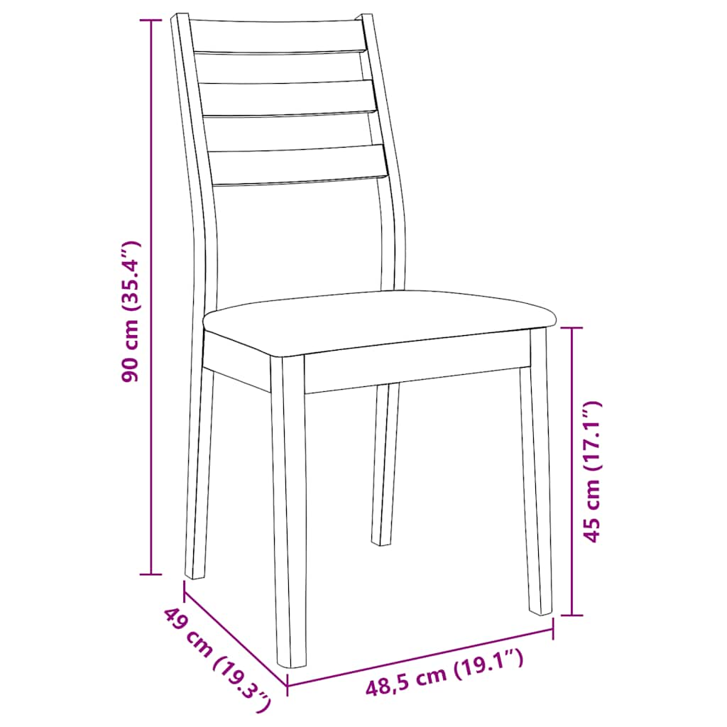 Chaises à manger coussins 2 pcs marron bois massif caoutchouc