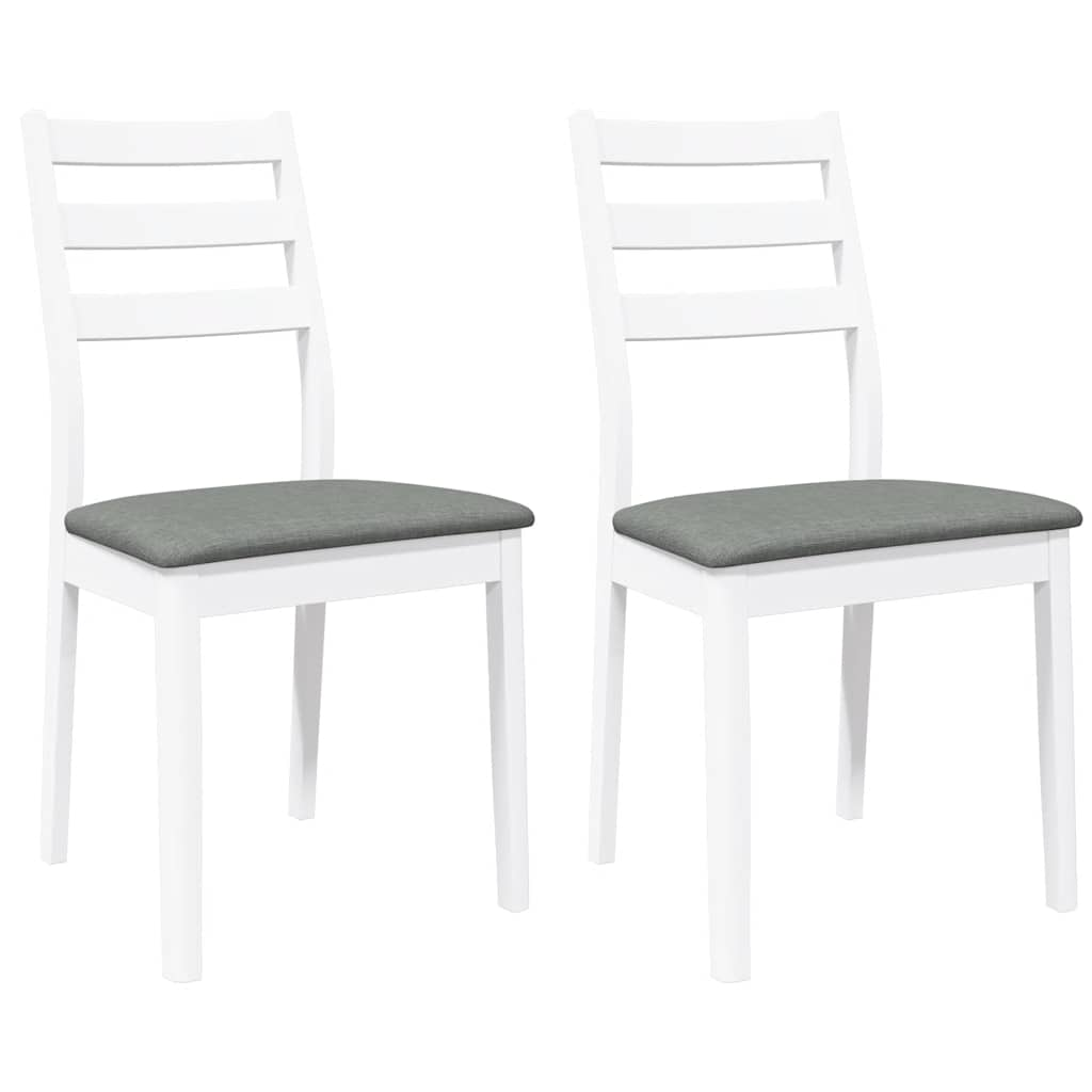 Chaises à manger coussins 2 pcs blanc bois massif caoutchouc