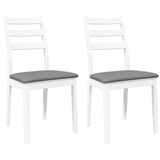 Chaises à manger coussins 2 pcs blanc bois massif caoutchouc