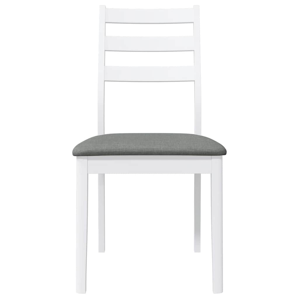 Chaises à manger coussins 2 pcs blanc bois massif caoutchouc