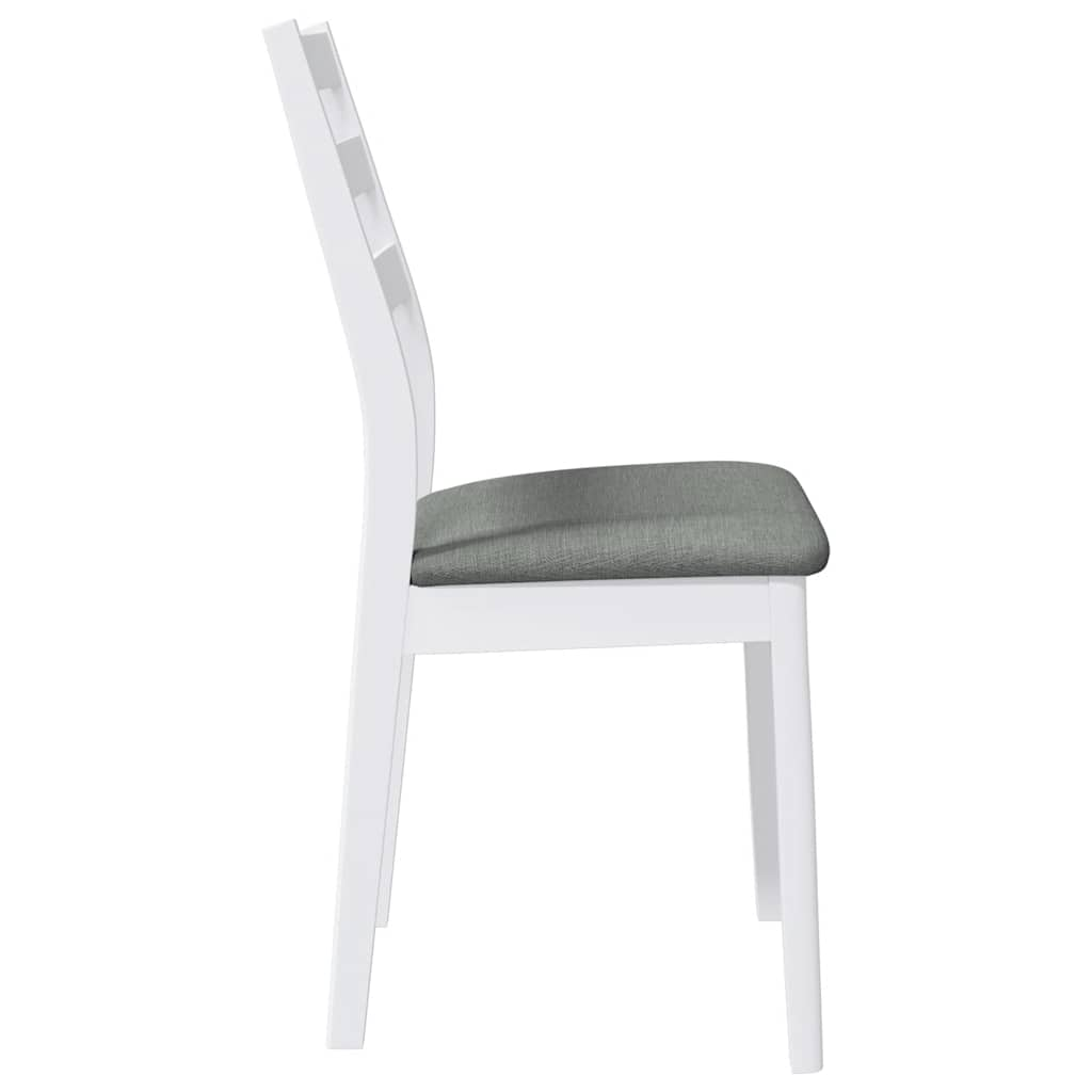 Chaises à manger coussins 2 pcs blanc bois massif caoutchouc