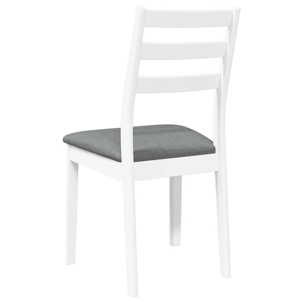 Chaises à manger coussins 2 pcs blanc bois massif caoutchouc