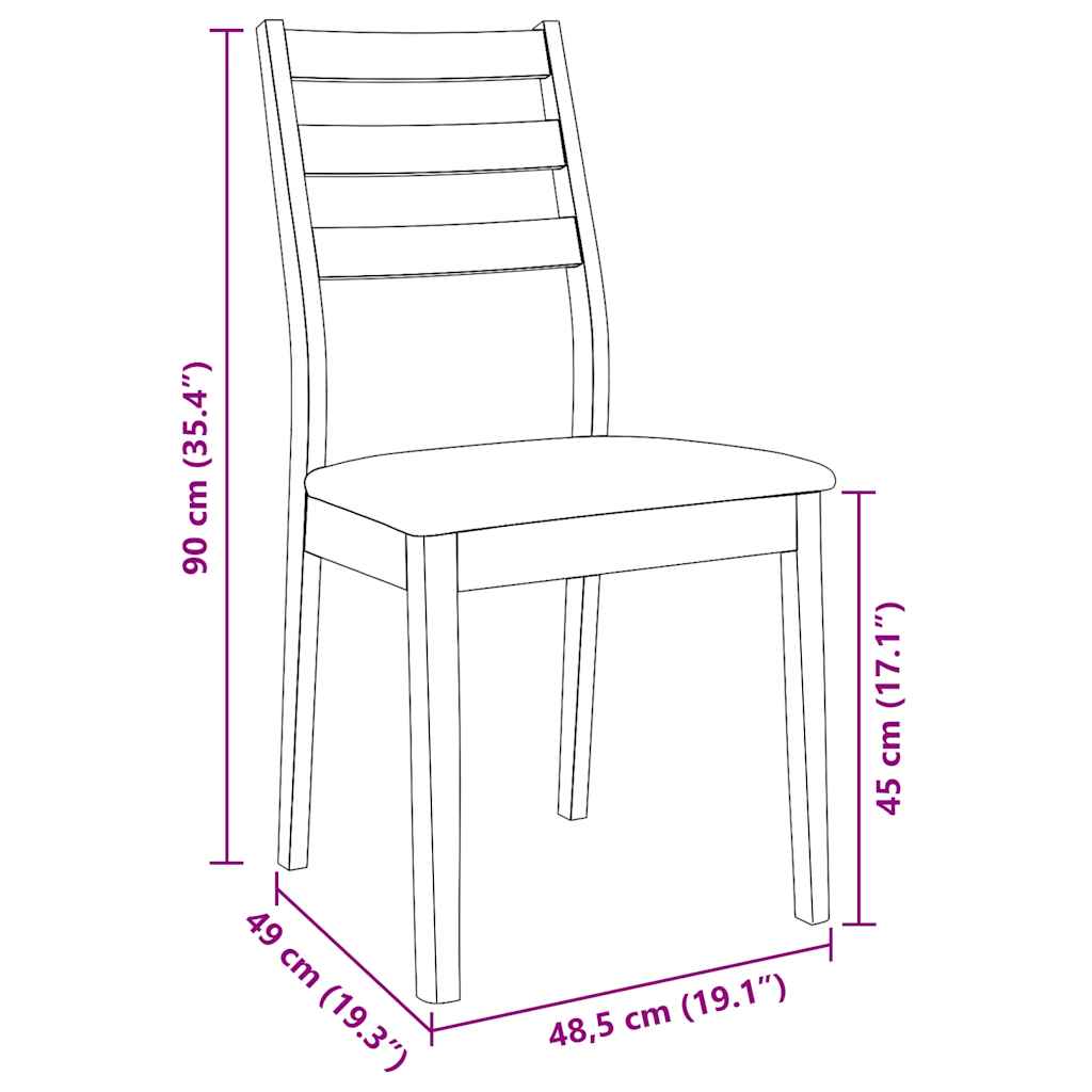 Chaises à manger coussins 2 pcs blanc bois massif caoutchouc